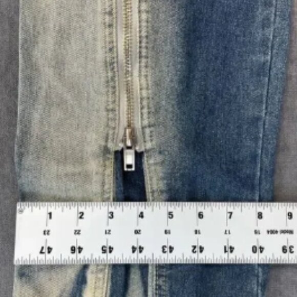 Mijko Zipper Jeans Mens 2XL Blue Gradient Baggy Denim Y2K Statement Streetwear - Picture 4 of 13